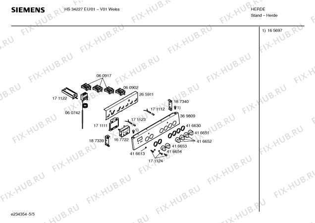 Взрыв-схема плиты (духовки) Siemens HS34227EU - Схема узла 05