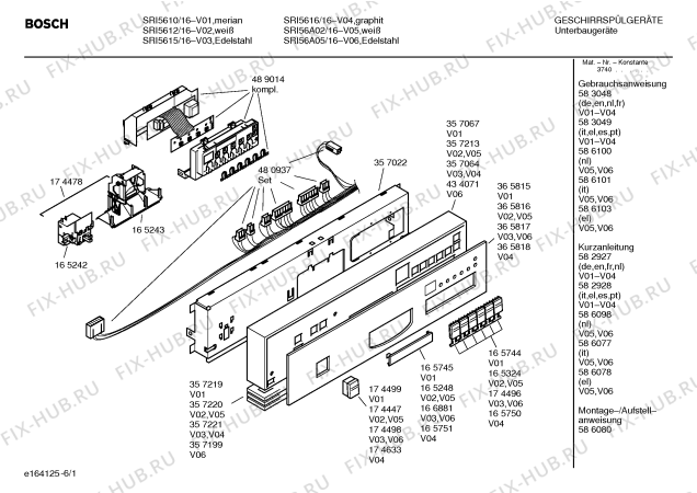 Схема №3 SRI5615 с изображением Вкладыш в панель для посудомойки Bosch 00365817