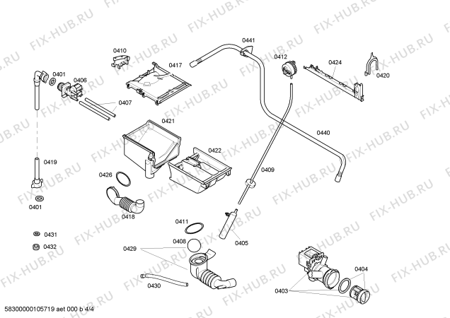 Взрыв-схема стиральной машины Siemens WXL1257DN Siwamat XL1257 - Схема узла 04
