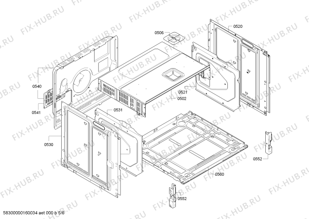 Взрыв-схема плиты (духовки) Bosch HBG78B750 - Схема узла 05