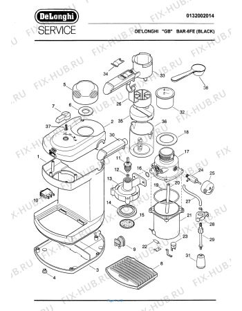 Схема №1 BAR6FS с изображением Корпусная деталь для электрокофеварки DELONGHI 5332103100