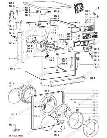 Схема №1 AWM 6090 с изображением Декоративная панель для стиральной машины Whirlpool 481245319901