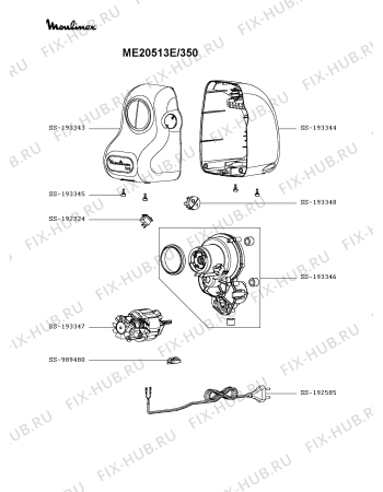 Схема №1 ME206181/350 с изображением Корпусная деталь для электрошинковки Moulinex SS-193344