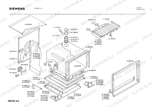 Взрыв-схема плиты (духовки) Siemens HE8002 - Схема узла 02