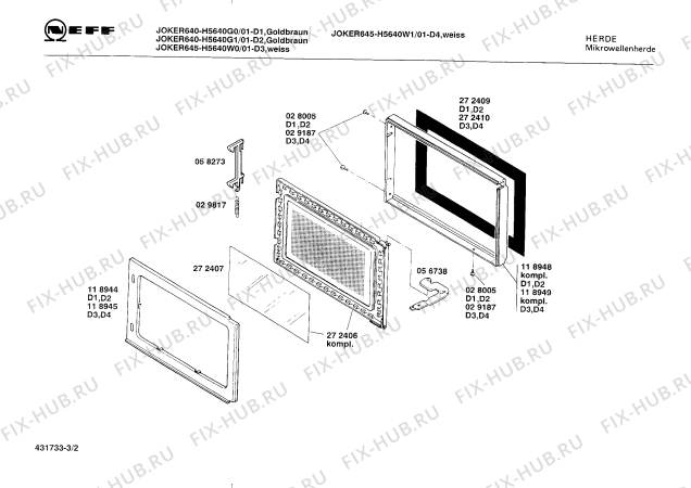 Схема №2 H5640G1 JOKER 640 с изображением Модуль управления для микроволновой печи Bosch 00088155