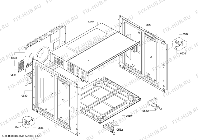 Взрыв-схема плиты (духовки) Siemens HE33GB250 - Схема узла 05