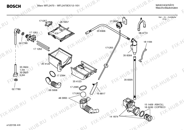 Схема №1 WFL2470EX Maxx WFL2470 с изображением Таблица программ для стиралки Bosch 00582181