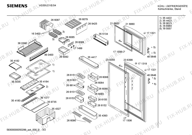Взрыв-схема холодильника Siemens KS30U21IE - Схема узла 02