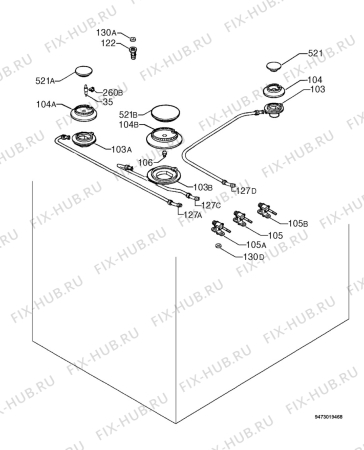 Взрыв-схема плиты (духовки) Faure CMP6088W - Схема узла Functional parts 267