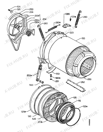 Взрыв-схема стиральной машины Castor CWM1400I - Схема узла Tub and drum