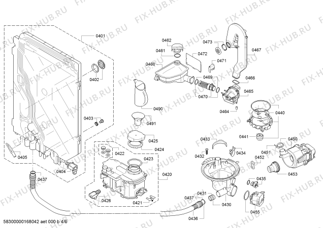 Взрыв-схема посудомоечной машины Bosch SMV54M30EU - Схема узла 04