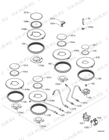 Взрыв-схема плиты (духовки) Arthurmartinelux AHT7521W - Схема узла Functional parts 267