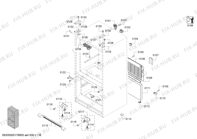 Схема №4 B22CT80SNS с изображением Уплотнитель двери для холодильника Bosch 00771353