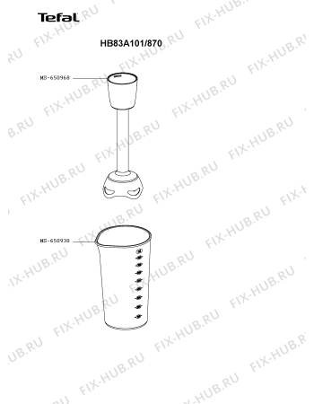 Схема №2 HB83A101/870 с изображением Ручка регулировки для электромиксера Tefal MS-650974