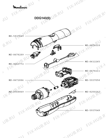 Взрыв-схема блендера (миксера) Moulinex DDG143(0) - Схема узла AP002643.4P2