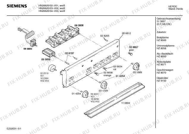 Схема №3 HN26620 с изображением Панель для плиты (духовки) Siemens 00286812