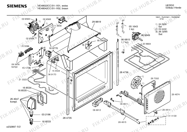 Схема №2 HE48052CC с изображением Инструкция по эксплуатации для плиты (духовки) Siemens 00522798