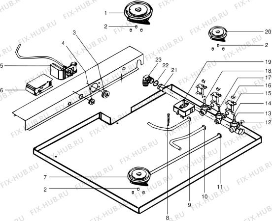 Взрыв-схема плиты (духовки) Indesit TLN600GEAFR (F015883) - Схема узла