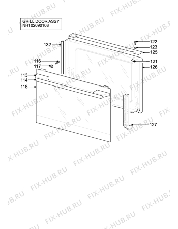 Взрыв-схема плиты (духовки) Electrolux EOU43002W - Схема узла H10 Grill door assy