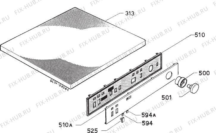 Взрыв-схема стиральной машины Zanussi KINGMATIC R - Схема узла Command panel 037