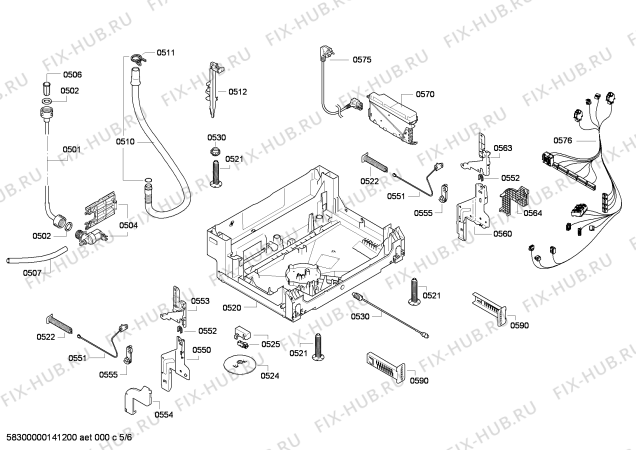 Взрыв-схема посудомоечной машины Bosch SMV60E00MX - Схема узла 05