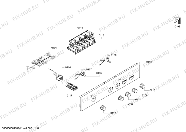 Схема №2 JH11AA50 с изображением Панель управления для плиты (духовки) Bosch 00704553