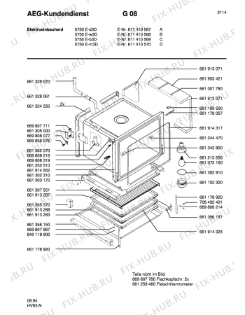 Взрыв-схема плиты (духовки) Aeg COMP. 5750E-W3D - Схема узла Section1
