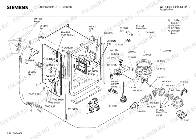 Взрыв-схема посудомоечной машины Siemens SR56503 - Схема узла 02