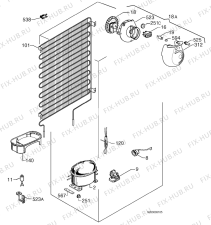 Взрыв-схема холодильника Aeg S2854DT8 - Схема узла Cooling system 017