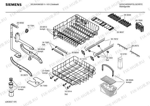 Взрыв-схема посудомоечной машины Siemens SE20A590GB HiSense - Схема узла 06