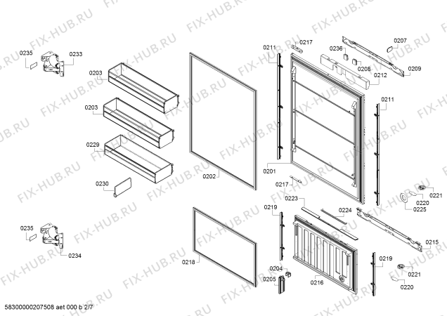Схема №4 RB492304 Gaggenau с изображением Дверь для холодильника Bosch 00717517