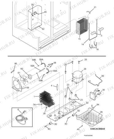 Взрыв-схема холодильника Electrolux ENL62701X0 - Схема узла Cooling system 017