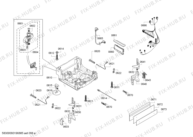 Схема №4 SR25M236EU IQ500 с изображением Ручка для посудомойки Siemens 00655796