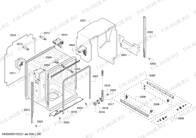 Схема №2 SHX43P12UC с изображением Панель управления для посудомойки Bosch 00683969