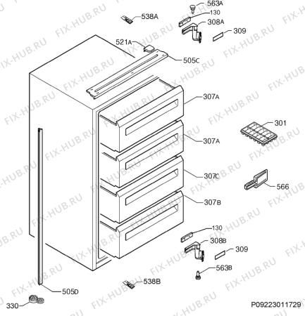 Взрыв-схема холодильника Aeg Electrolux AGS78800F0 - Схема узла Housing 001