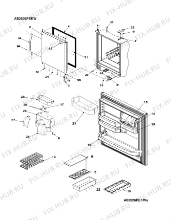 Схема №4 AB2526PEKW с изображением Уплотнение для холодильника Whirlpool 482000094442