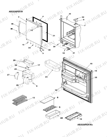 Схема №4 AB2526PEKW с изображением Винт (болт) для холодильника Whirlpool 482000094434