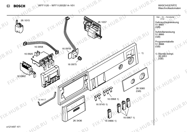 Схема №1 WFF1120GB, WFF1120 с изображением Панель управления для стиралки Bosch 00352951