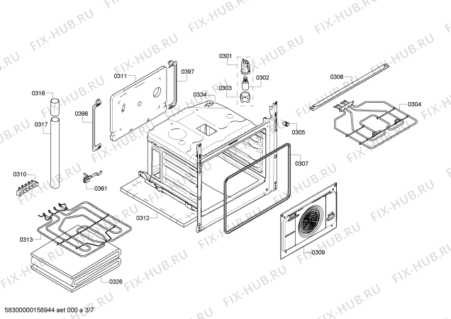 Взрыв-схема плиты (духовки) Bosch HCE644660R - Схема узла 03