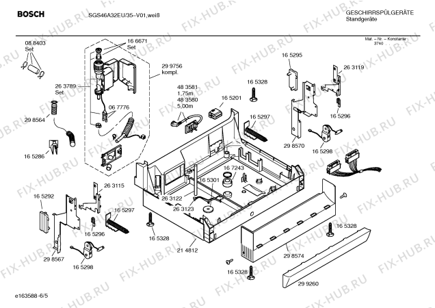 Взрыв-схема посудомоечной машины Bosch SGS46A32EU Lounge - Схема узла 05