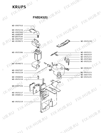 Взрыв-схема кофеварки (кофемашины) Krups FNB243(0) - Схема узла HP001880.9P4