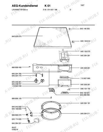 Взрыв-схема стиральной машины Aeg LAVW1050-W D - Схема узла Command panel 037