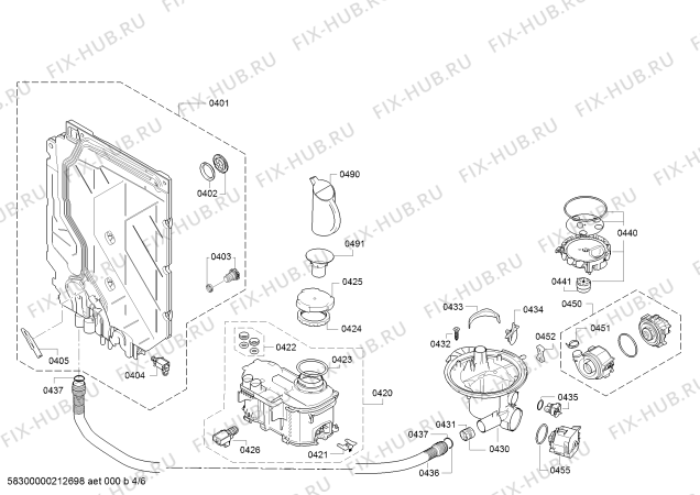 Взрыв-схема посудомоечной машины Bosch SMU46KW07S SuperSilence, Serie 4 - Схема узла 04
