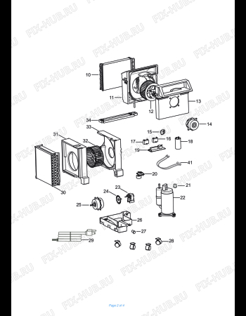 Взрыв-схема кондиционера DELONGHI PAC CQ82 - Схема узла 2