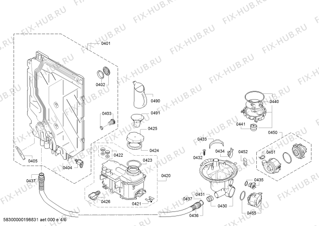 Взрыв-схема посудомоечной машины Bosch SMV46KX03E SilencePlus - Схема узла 04