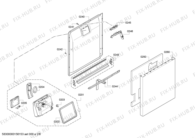 Схема №4 SN25N238EU с изображением Передняя панель для посудомойки Siemens 00703372