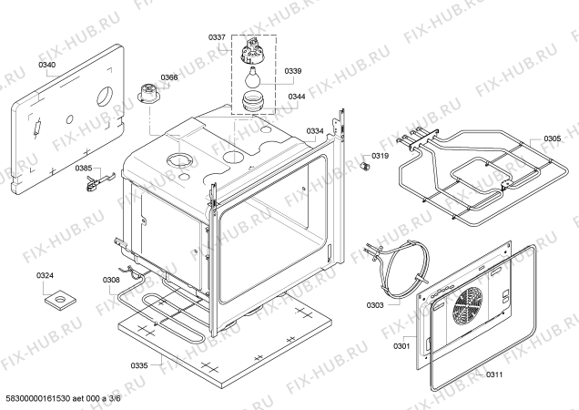 Взрыв-схема плиты (духовки) Bosch HBA21B222J - Схема узла 03