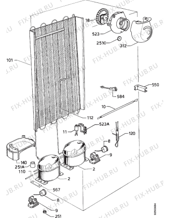 Взрыв-схема холодильника Rex FI22/10VF - Схема узла Cooling system 017