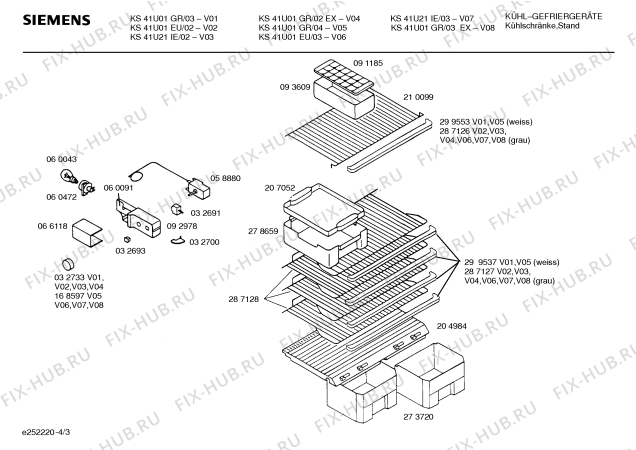 Схема №1 KS41U01EU с изображением Инструкция по эксплуатации для холодильной камеры Siemens 00514972