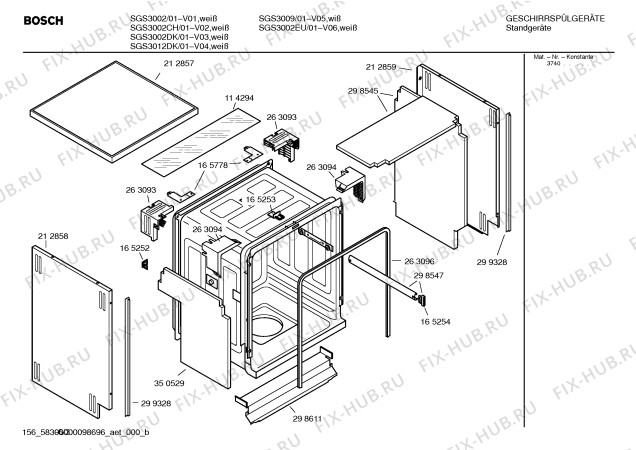 Схема №1 SGS3002CH с изображением Передняя панель для посудомоечной машины Bosch 00351152